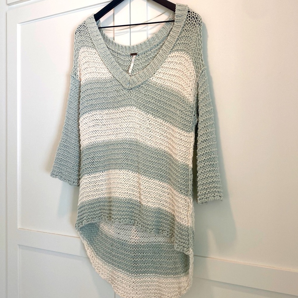 Free people knitted sweater cream and aqua